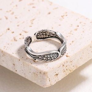 New Sterling Silver 925 angel wing adjustable ring